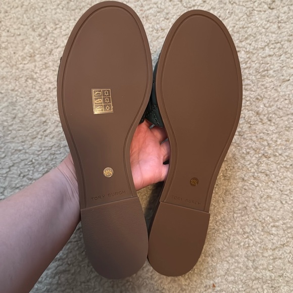 Tory Burch Everly Slide Size 10.5 Color Jitney Green Gold - Picture 7 of 8